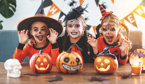 Children dressed in Halloween costumes