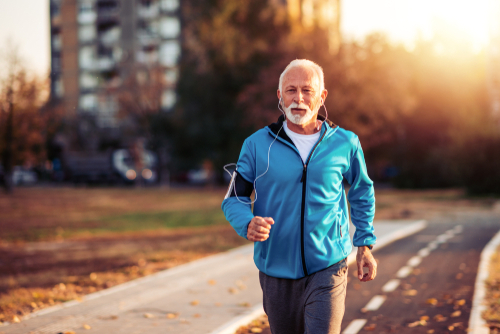 Man with diabetic retinopathy running