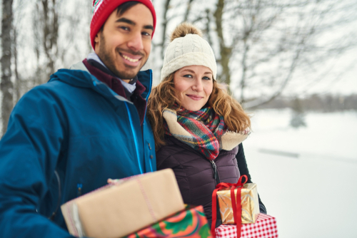 Young couple celebrating the holidays