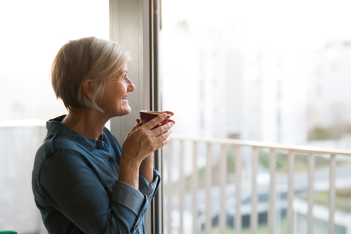 Older woman relaxing after Diabetic Retinopathy